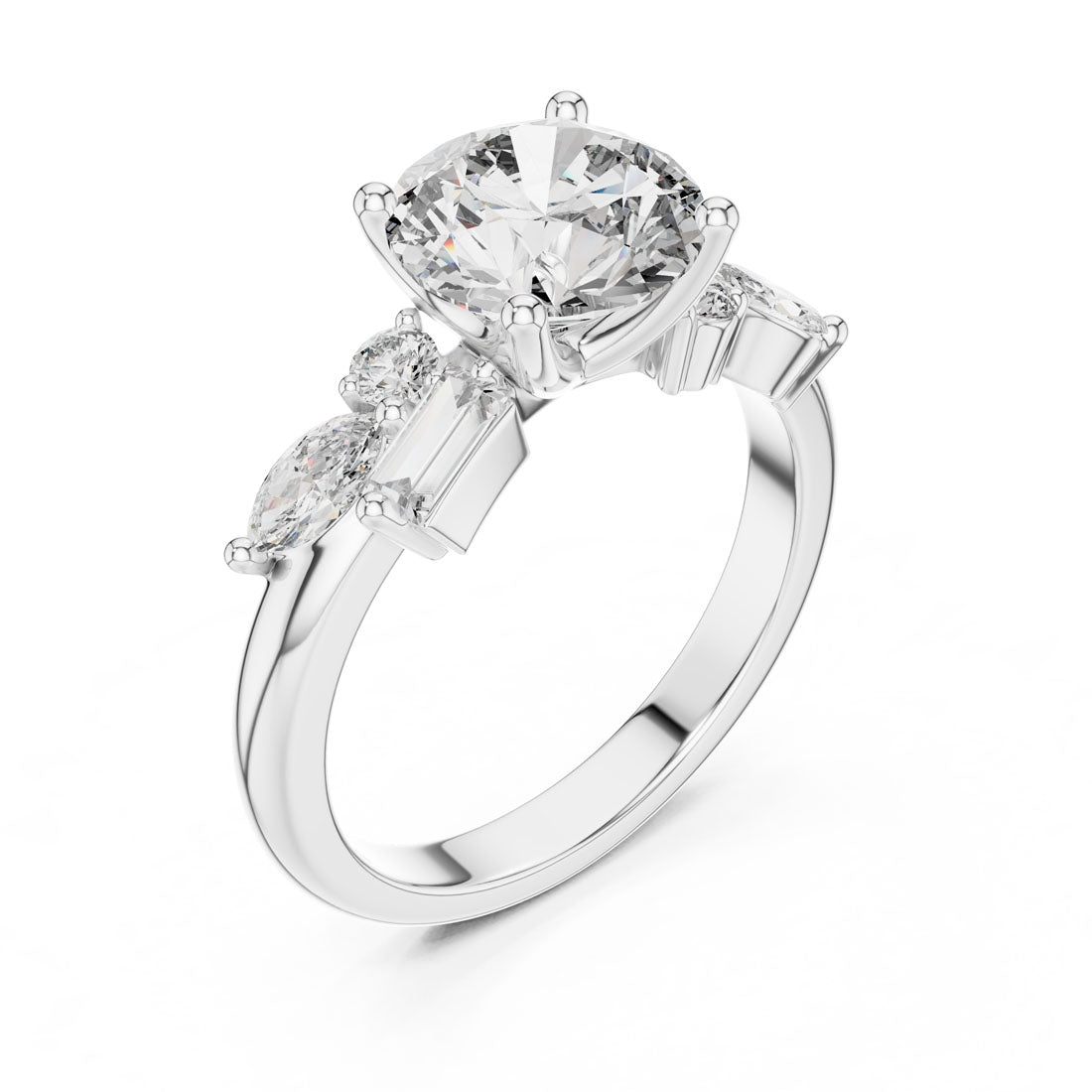 2.79 Ct. Round Diamond Engagement Ring with Mixed Accent Stones (DDLR-055) 11