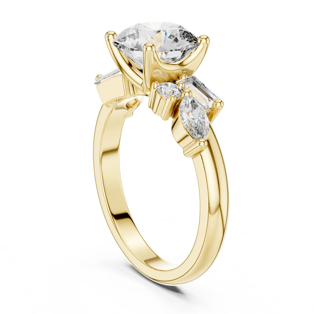2.79 Ct. Round Diamond Engagement Ring with Mixed Accent Stones (DDLR-055) 12