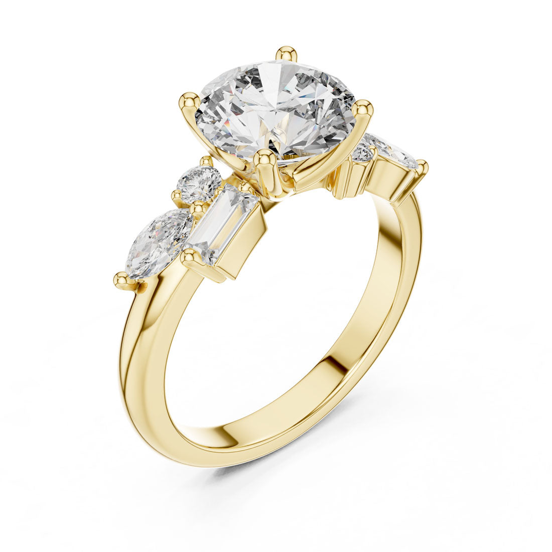 2.79 Ct. Round Diamond Engagement Ring with Mixed Accent Stones (DDLR-055)