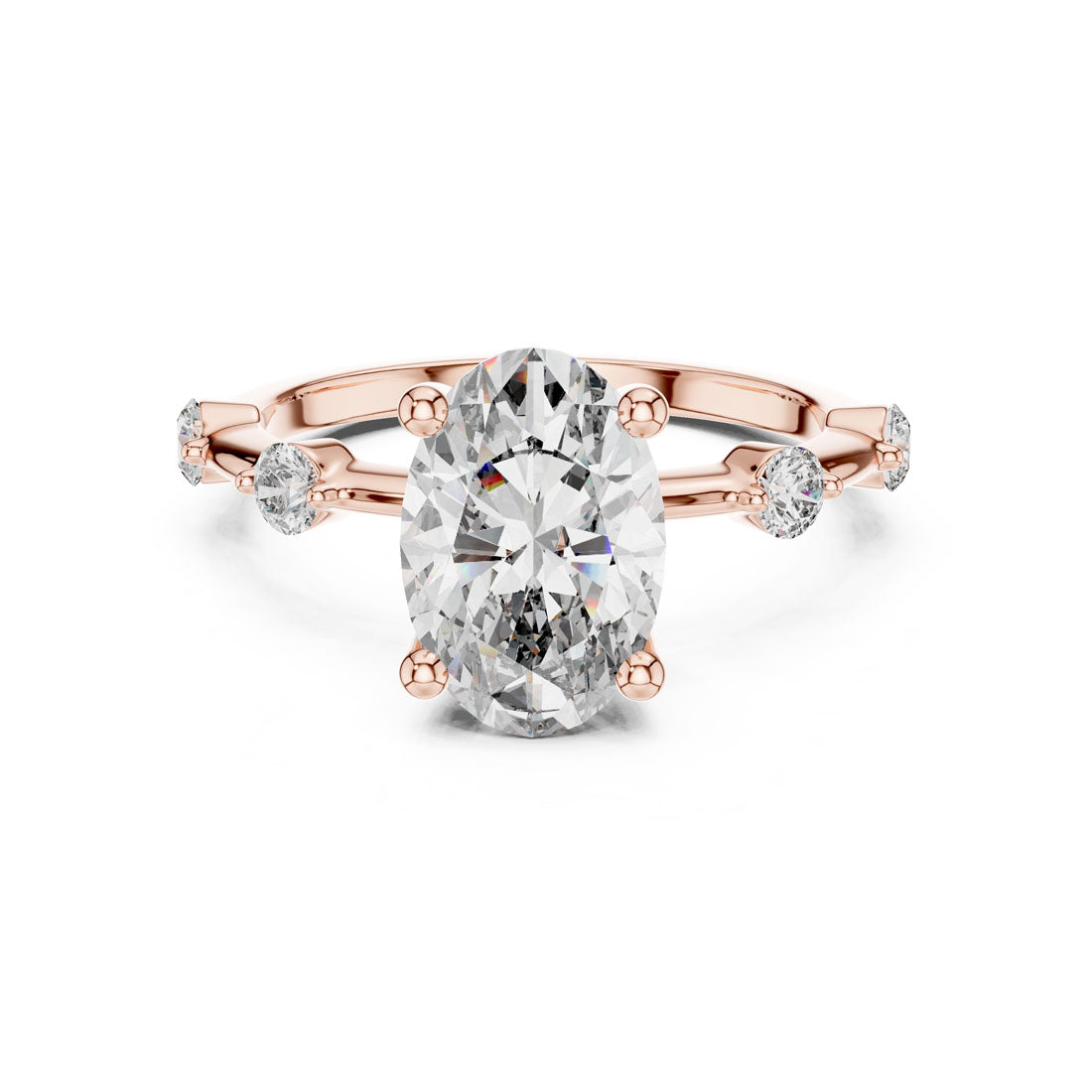 2.24 Ct. Oval Diamond Engagement Ring with Bezel-Set Accents (DDLR-056) 6