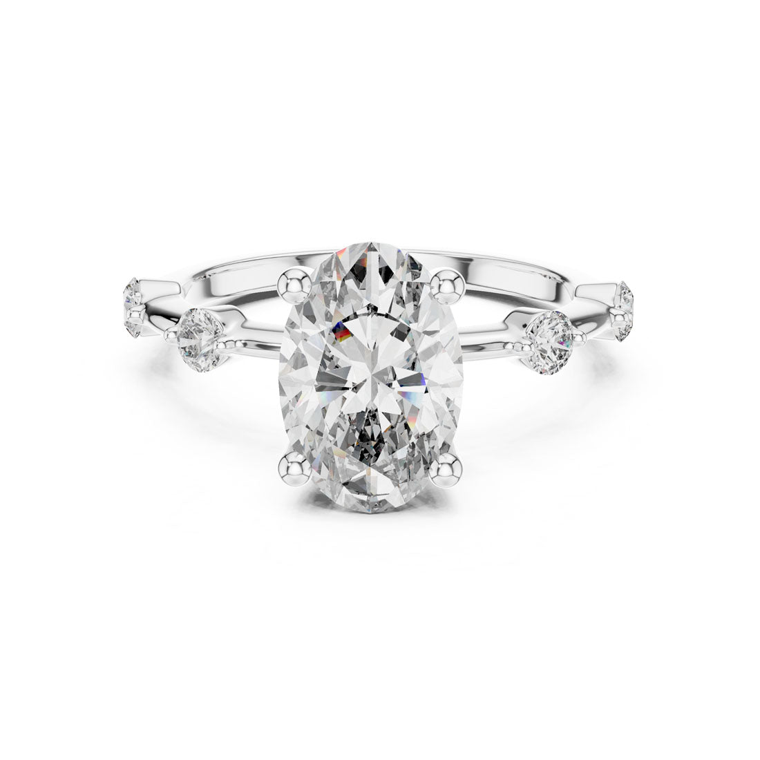 2.24 Ct. Oval Diamond Engagement Ring with Bezel-Set Accents (DDLR-056)