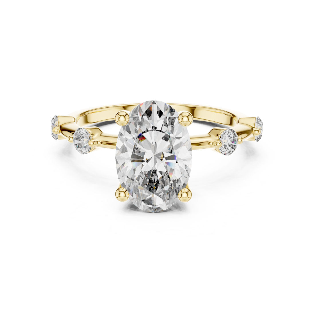 2.24 Ct. Oval Diamond Engagement Ring with Bezel-Set Accents (DDLR-056) 4