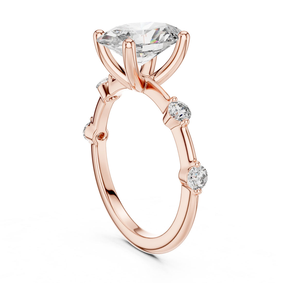 2.24 Ct. Oval Diamond Engagement Ring with Bezel-Set Accents (DDLR-056) 8