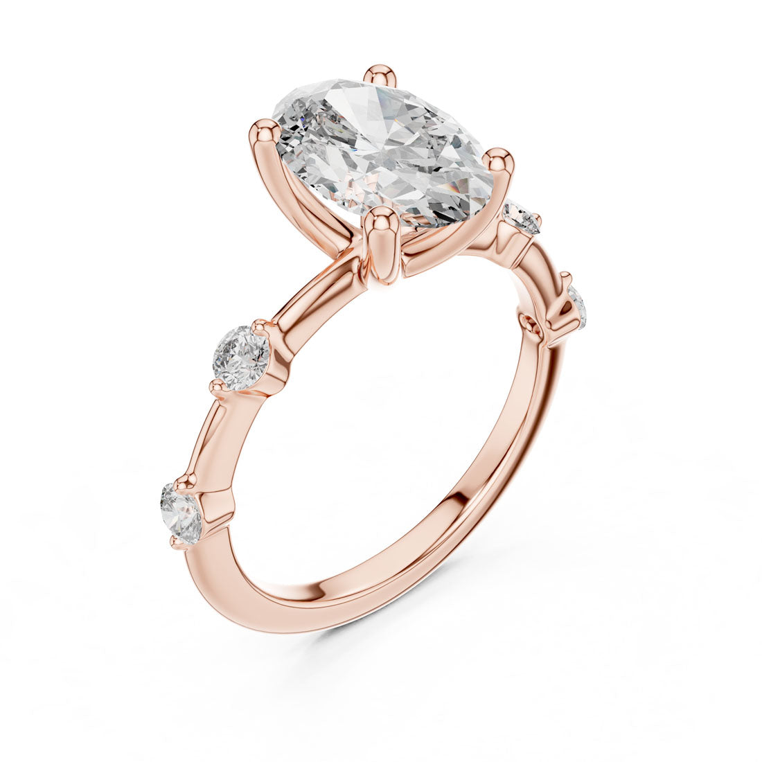 2.24 Ct. Oval Diamond Engagement Ring with Bezel-Set Accents (DDLR-056) 10