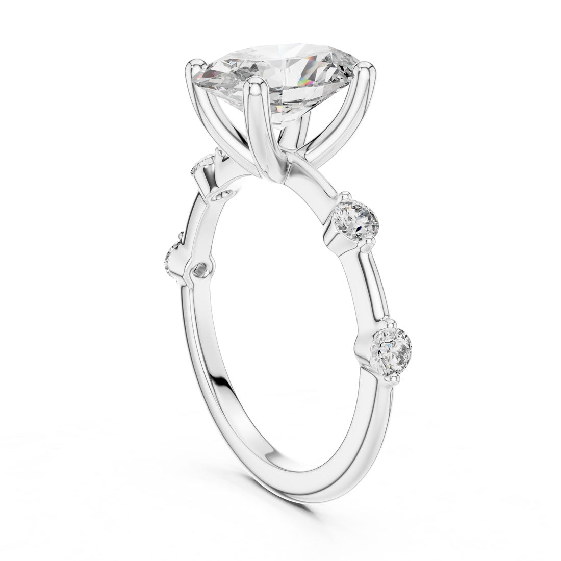2.24 Ct. Oval Diamond Engagement Ring with Bezel-Set Accents (DDLR-056) 11
