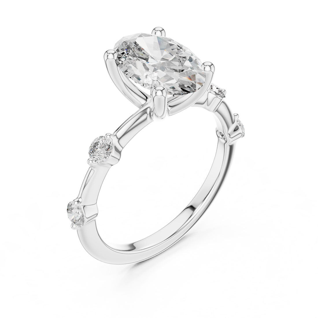 2.24 Ct. Oval Diamond Engagement Ring with Bezel-Set Accents (DDLR-056) 12