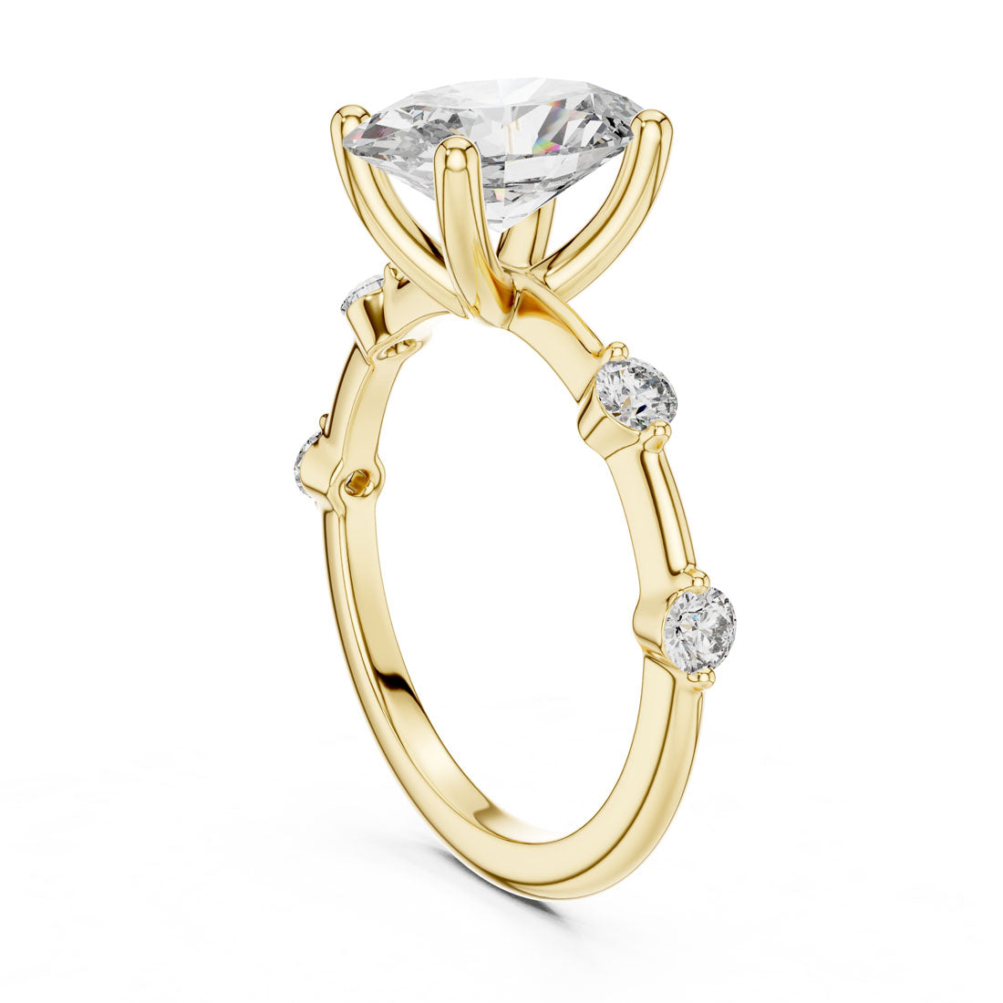 2.24 Ct. Oval Diamond Engagement Ring with Bezel-Set Accents (DDLR-056) 3