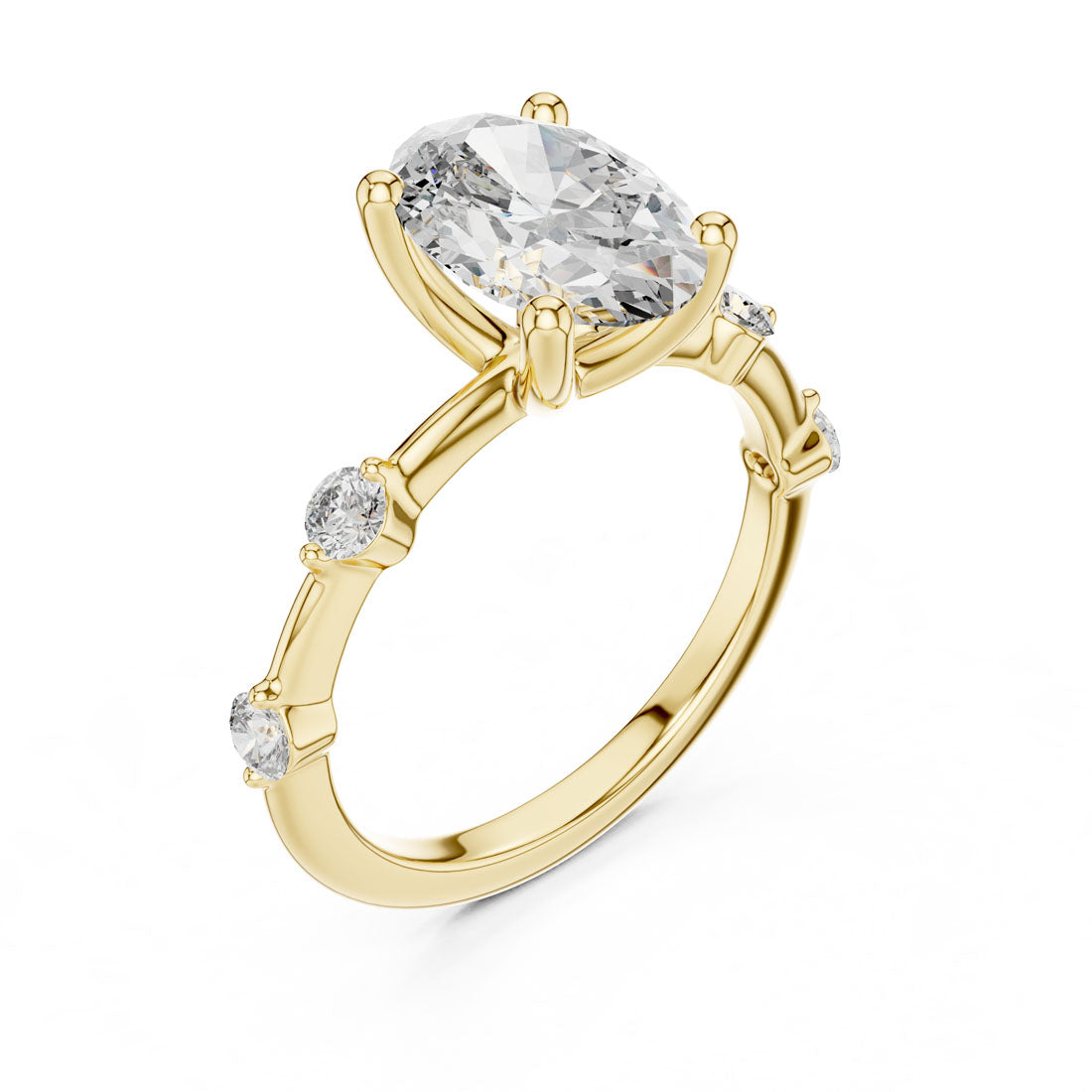 2.24 Ct. Oval Diamond Engagement Ring with Bezel-Set Accents (DDLR-056)