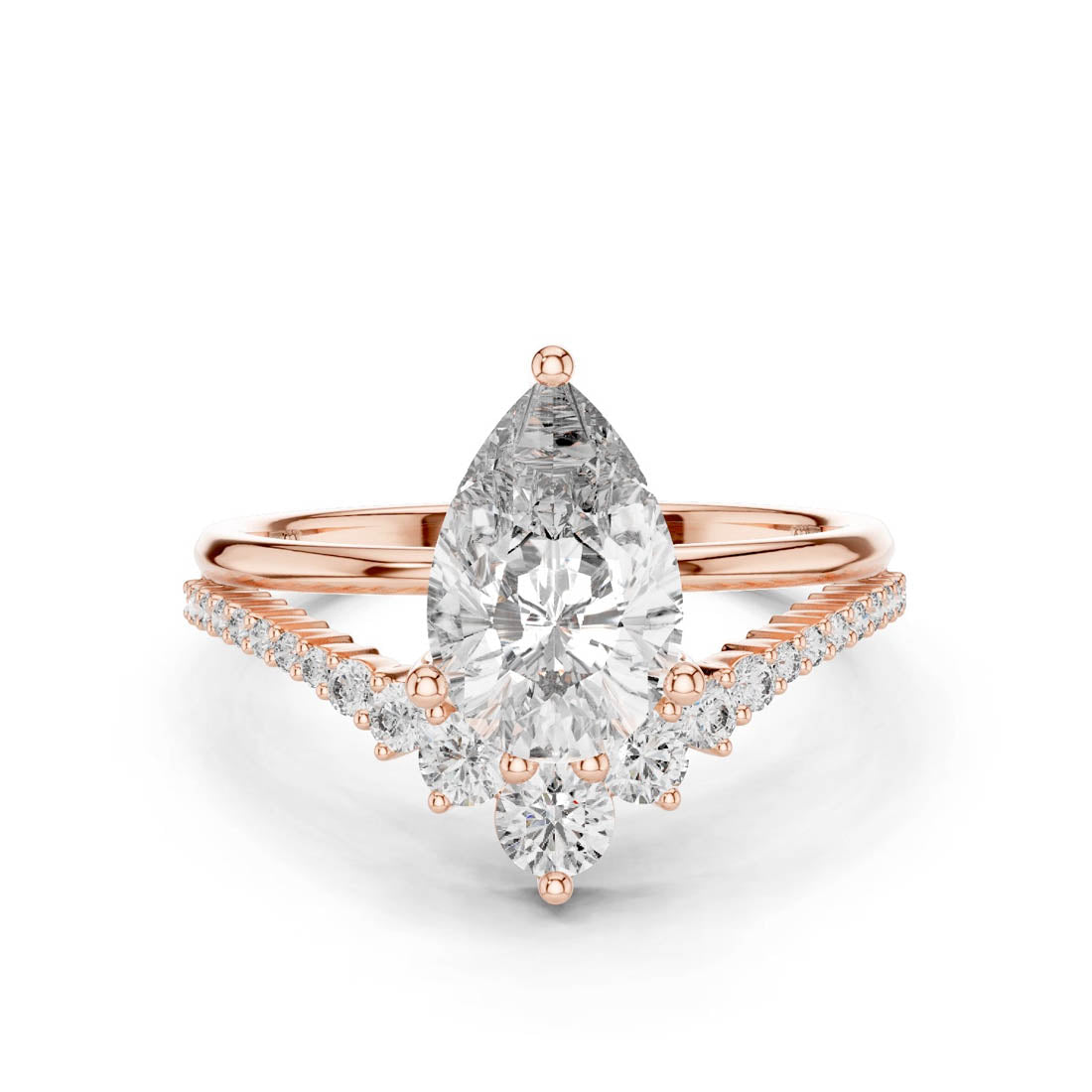 2.35 Ct. Pear Diamond Engagement Ring with Pavé and Side Accents (DDLR-059) 3