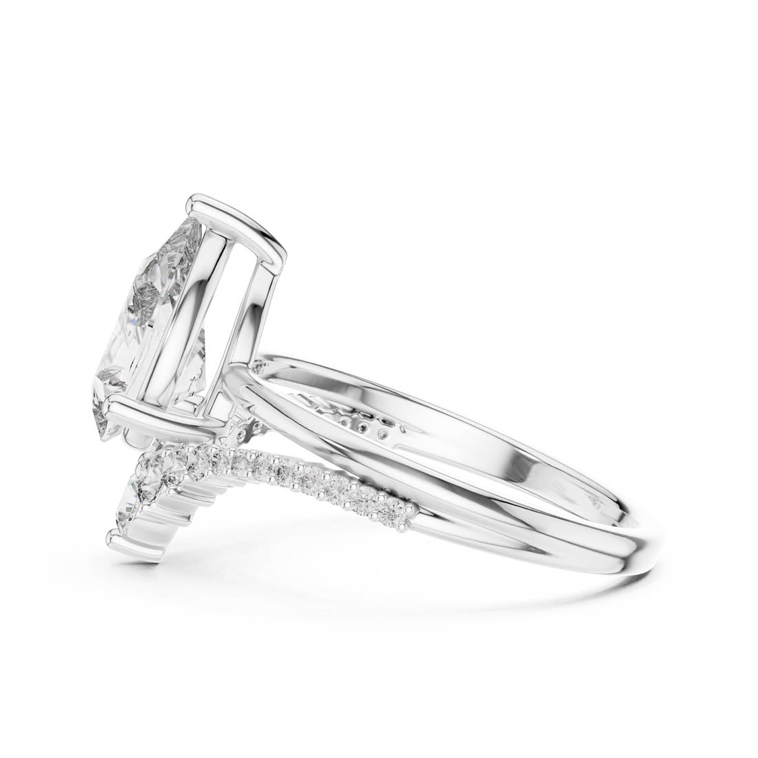 2.35 Ct. Pear Diamond Engagement Ring with Pavé and Side Accents (DDLR-059) 6
