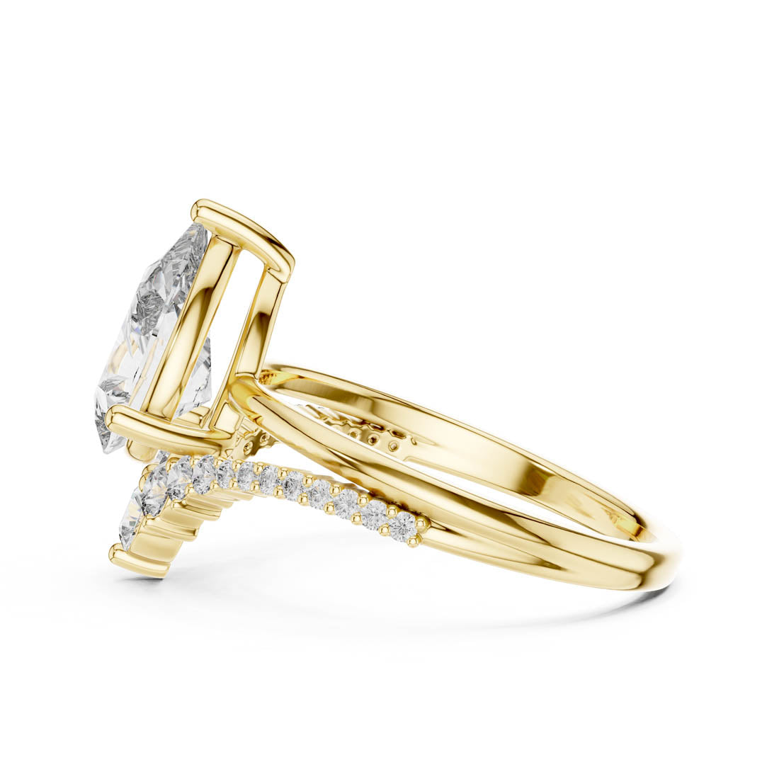 2.35 Ct. Pear Diamond Engagement Ring with Pavé and Side Accents (DDLR-059) 8