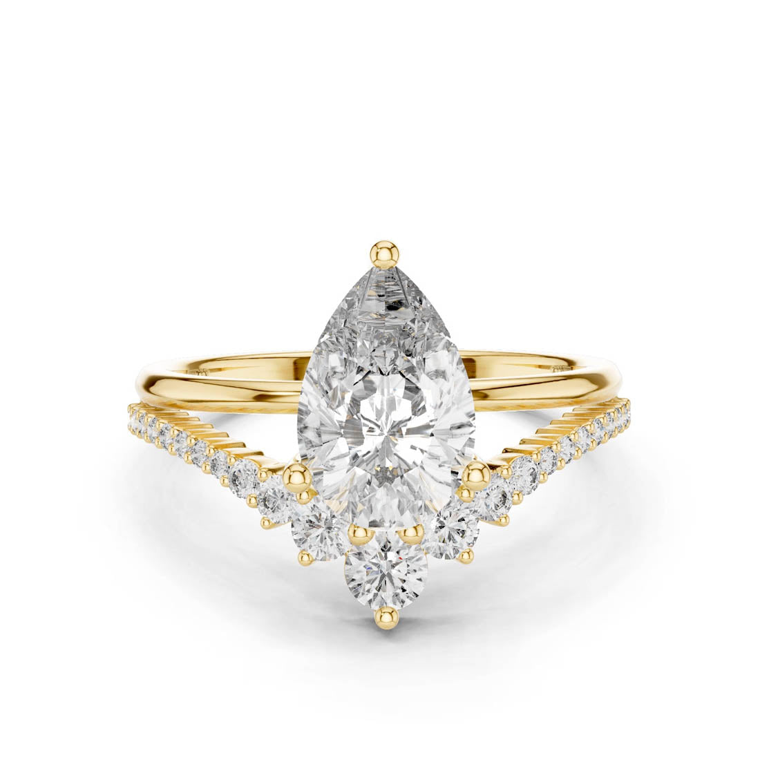2.35 Ct. Pear Diamond Engagement Ring with Pavé and Side Accents (DDLR-059) 5