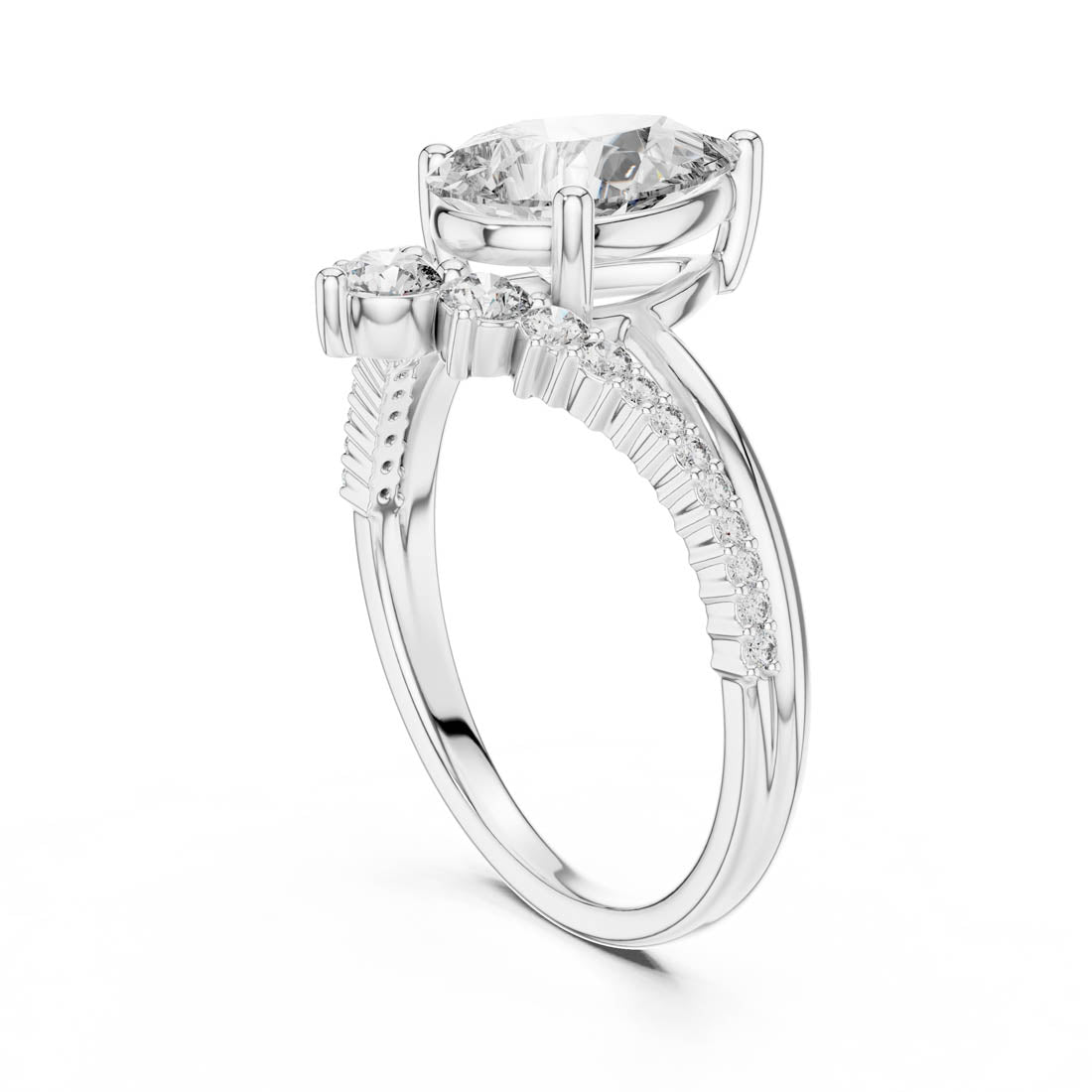 2.35 Ct. Pear Diamond Engagement Ring with Pavé and Side Accents (DDLR-059) 10