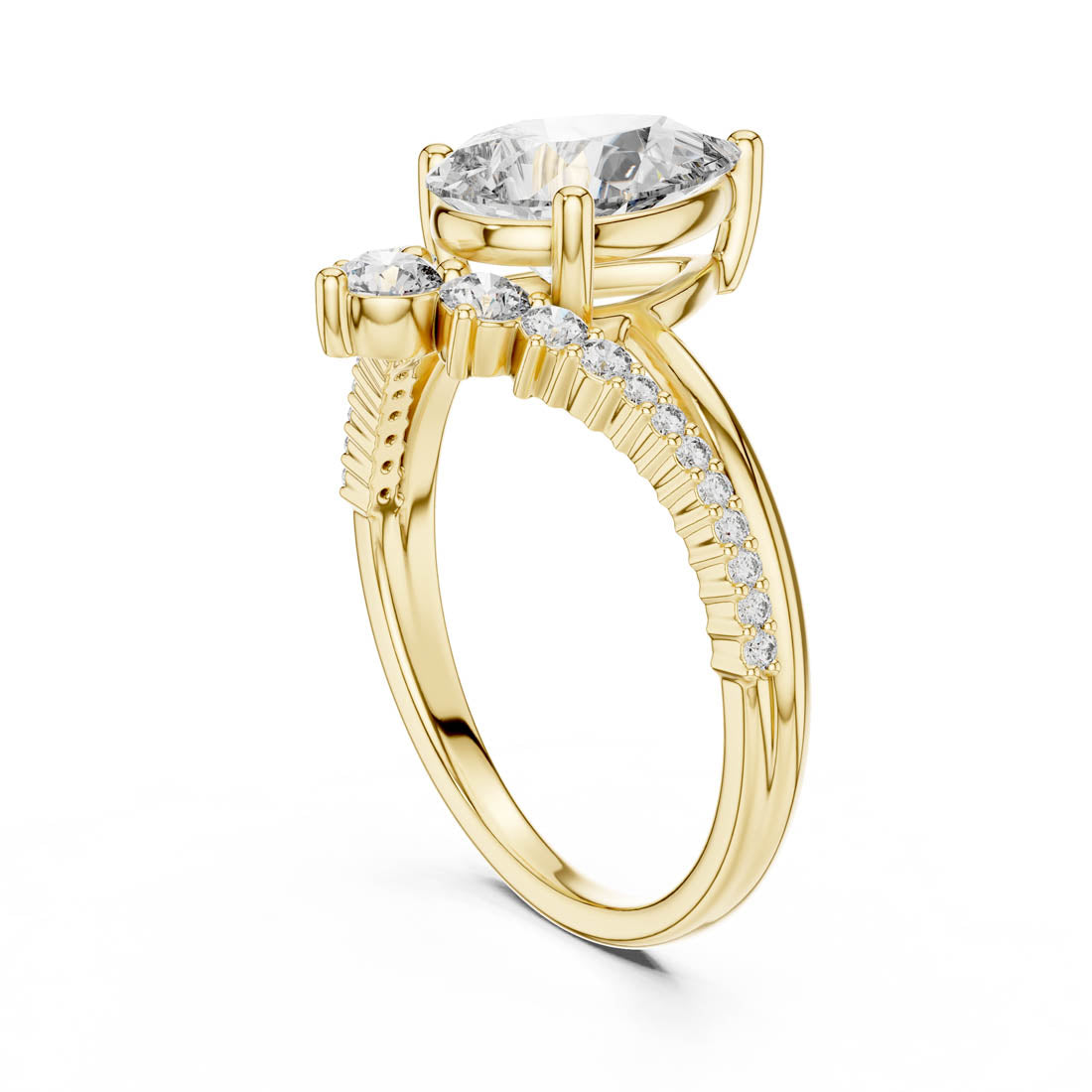 2.35 Ct. Pear Diamond Engagement Ring with Pavé and Side Accents (DDLR-059) 12