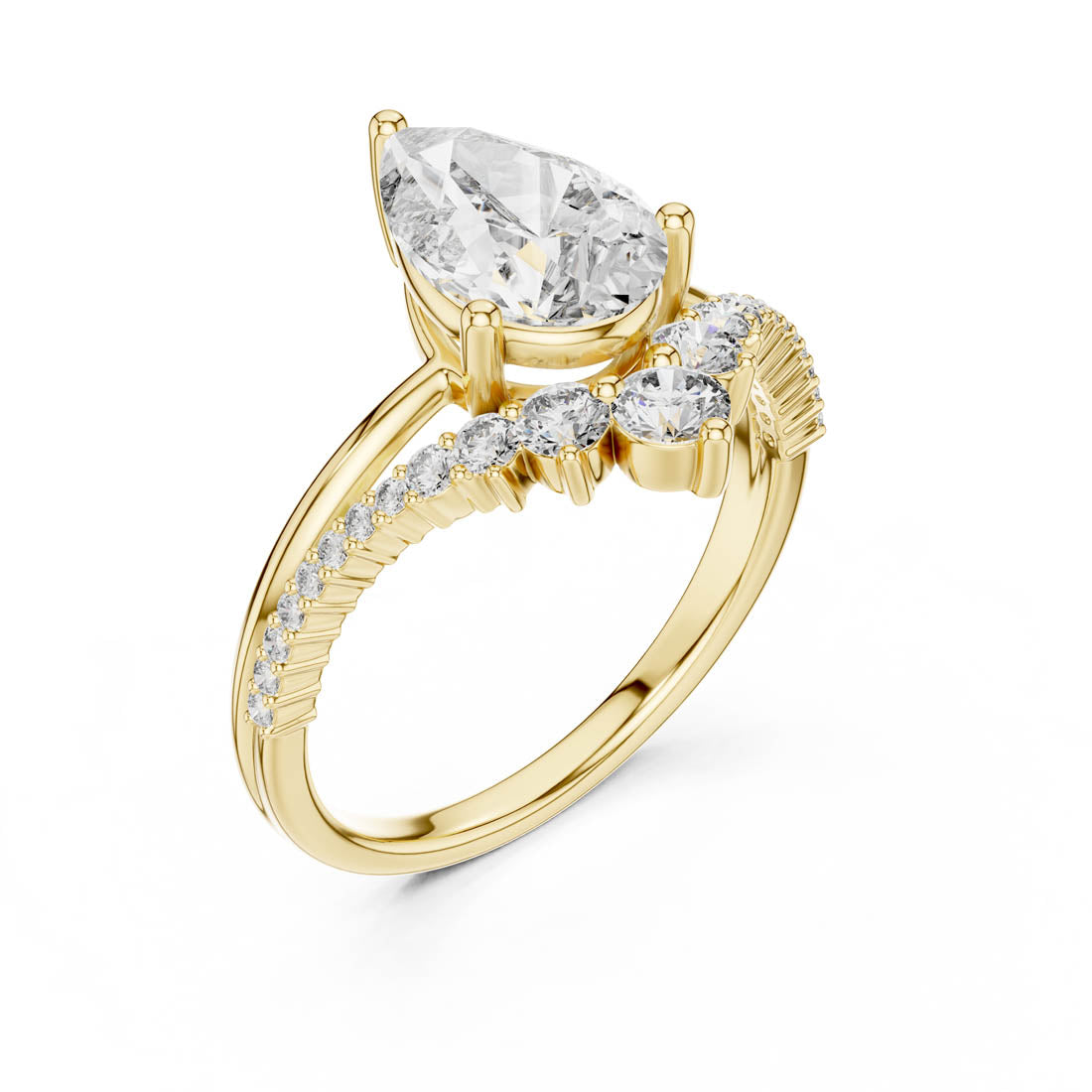 2.35 Ct. Pear Diamond Engagement Ring with Pavé and Side Accents (DDLR-059)