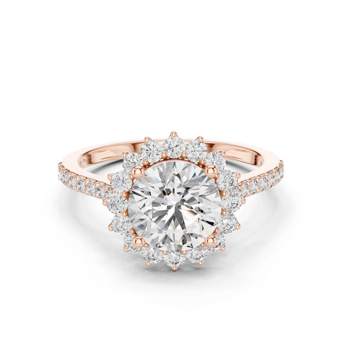 1.98 Ct. Round Brilliant Halo Engagement Ring with Pavé Diamond Band (DDLR-062)