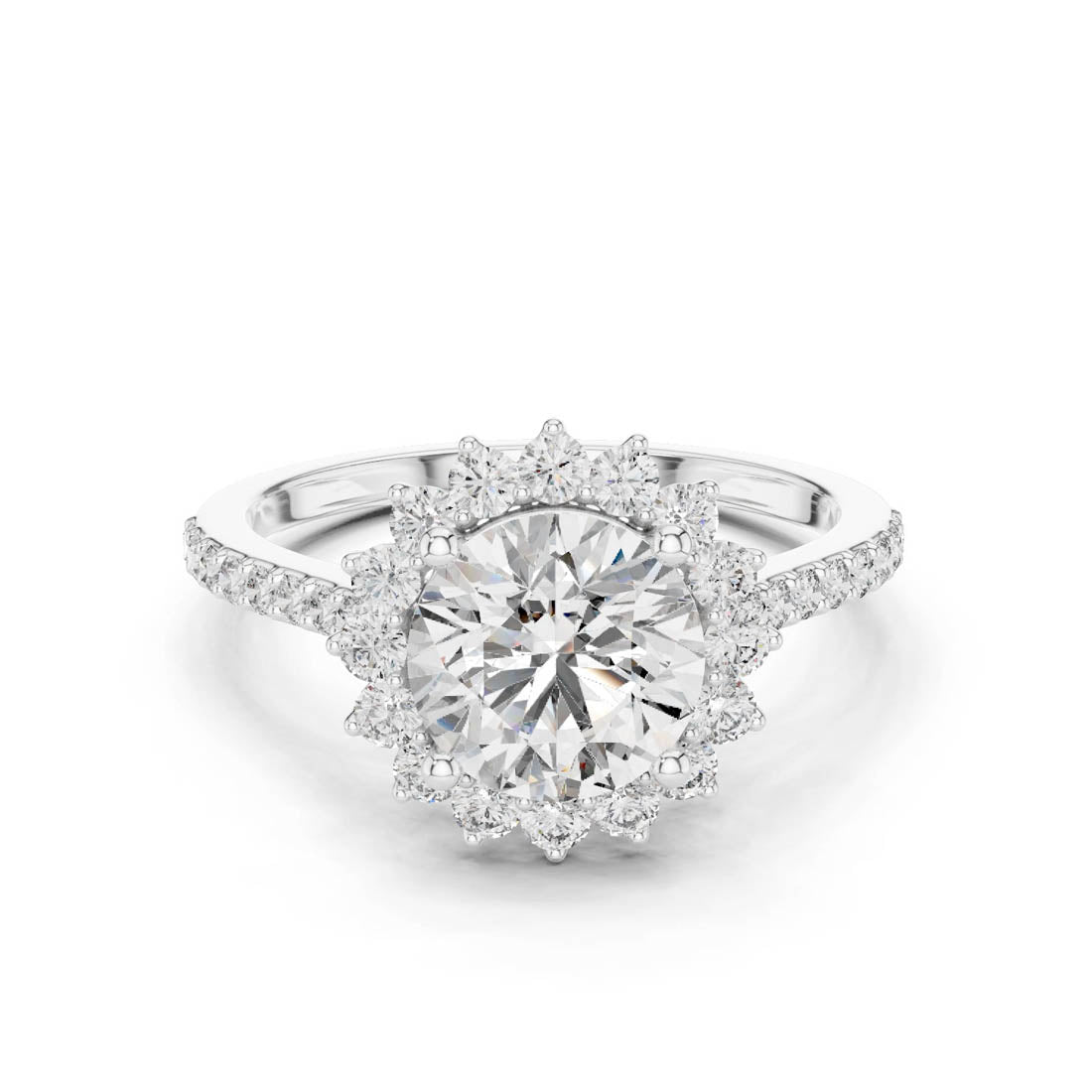 1.98 Ct. Round Brilliant Halo Engagement Ring with Pavé Diamond Band (DDLR-062) 4