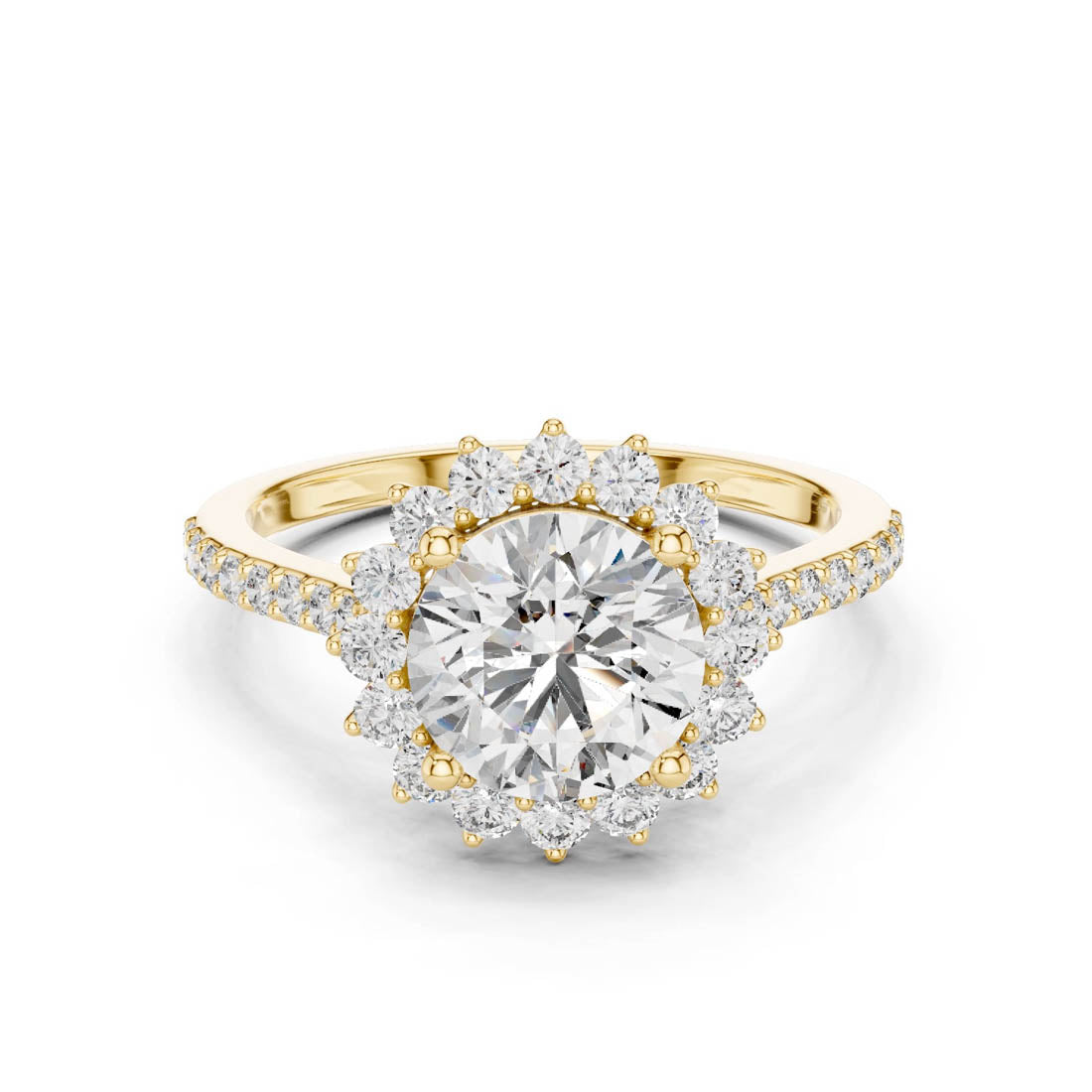 1.98 Ct. Round Brilliant Halo Engagement Ring with Pavé Diamond Band (DDLR-062) 6