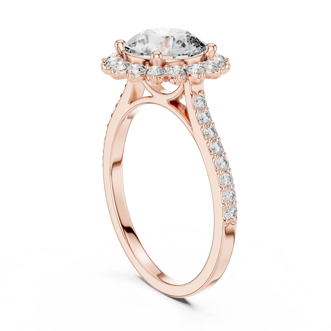 1.98 Ct. Round Brilliant Halo Engagement Ring with Pavé Diamond Band (DDLR-062) 8