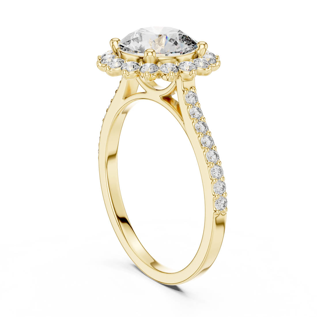 1.98 Ct. Round Brilliant Halo Engagement Ring with Pavé Diamond Band (DDLR-062) 3