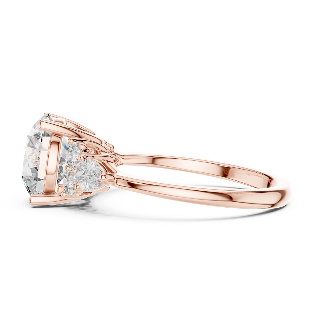 3.02 Ct. Round Cut Engagement Ring with Round and Pear Side Diamonds (DDLR-072) 7