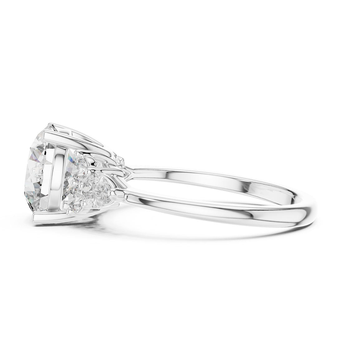 3.02 Ct. Round Cut Engagement Ring with Round and Pear Side Diamonds (DDLR-072) 9