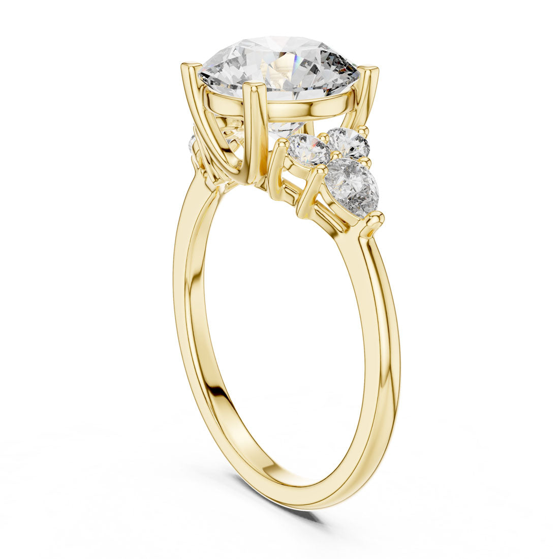 3.02 Ct. Round Cut Engagement Ring with Round and Pear Side Diamonds (DDLR-072) 3