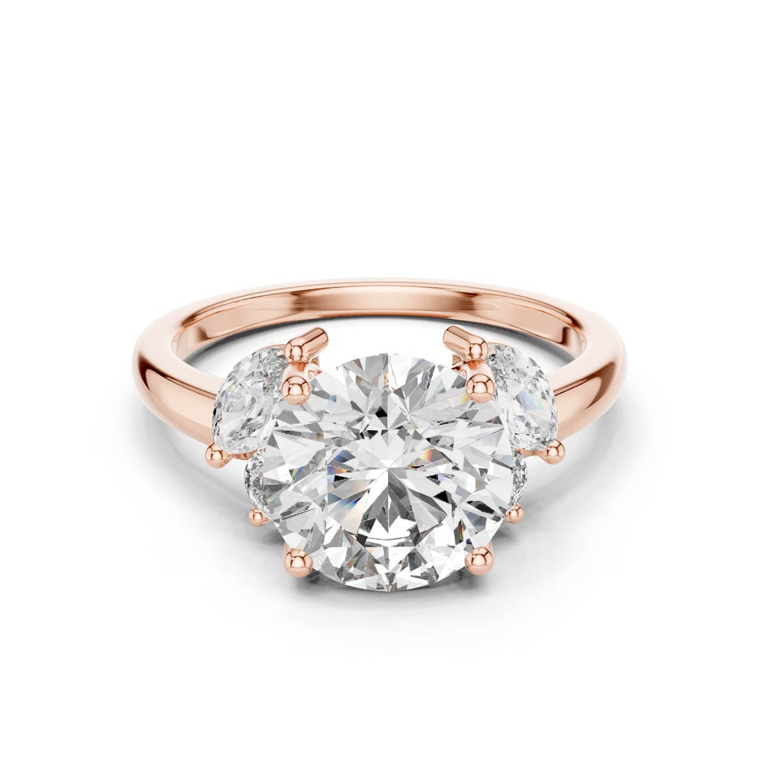 3.88 Ct. Round Cut Engagement Ring with Marquise and Round Side Diamonds (DDLR-074) 7