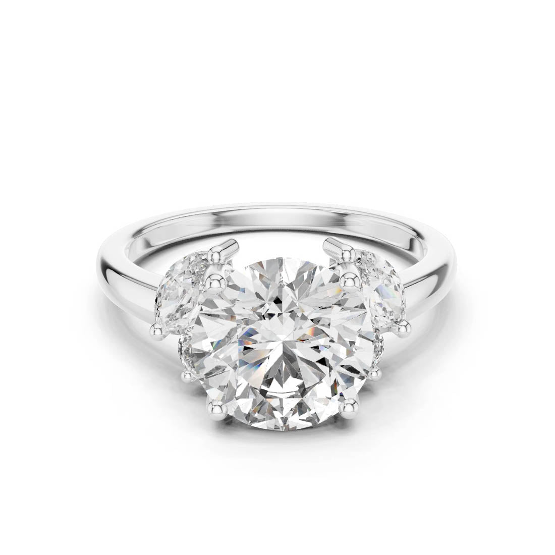 3.88 Ct. Round Cut Engagement Ring with Marquise and Round Side Diamonds (DDLR-074)