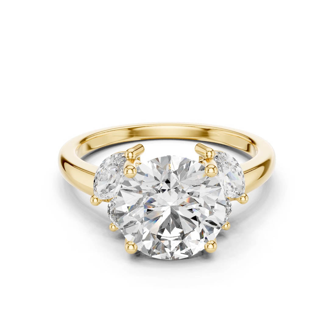 3.88 Ct. Round Cut Engagement Ring with Marquise and Round Side Diamonds (DDLR-074) 5
