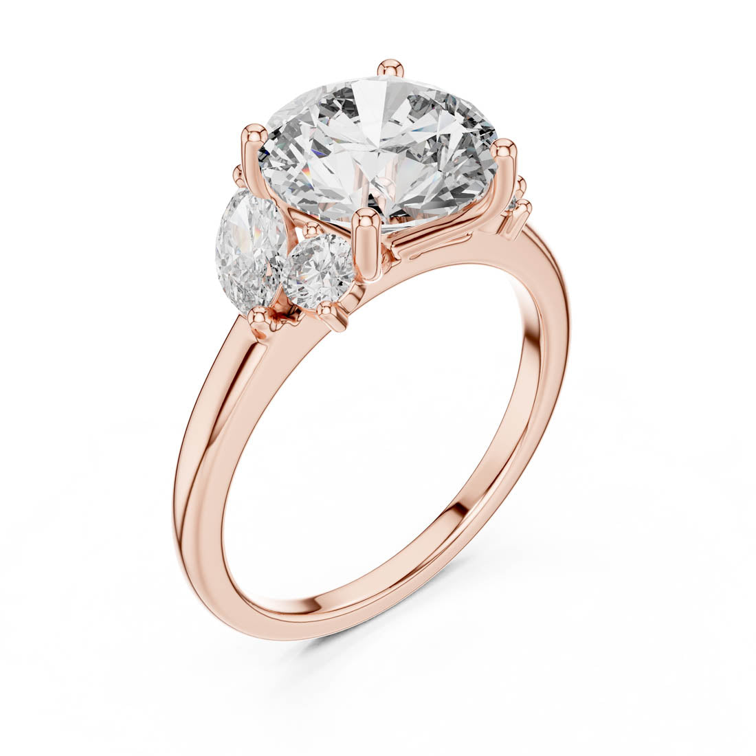 3.88 Ct. Round Cut Engagement Ring with Marquise and Round Side Diamonds (DDLR-074) 9