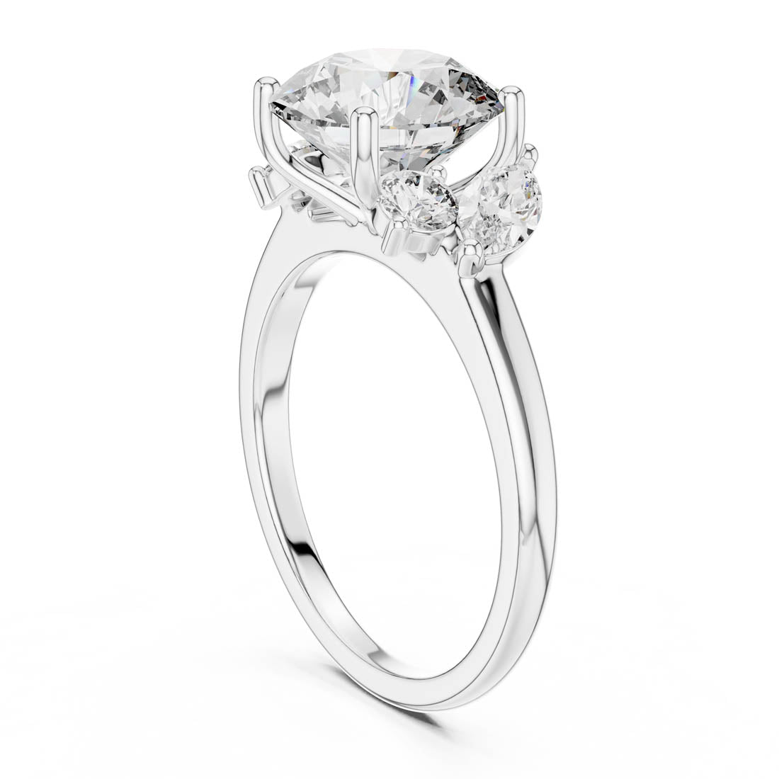 3.88 Ct. Round Cut Engagement Ring with Marquise and Round Side Diamonds (DDLR-074) 12