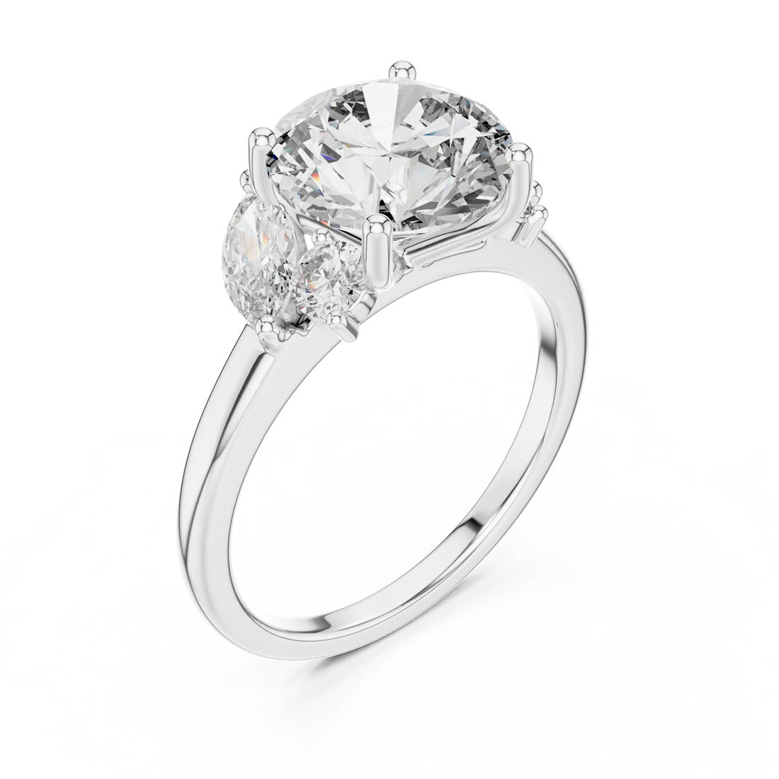 3.88 Ct. Round Cut Engagement Ring with Marquise and Round Side Diamonds (DDLR-074) 6