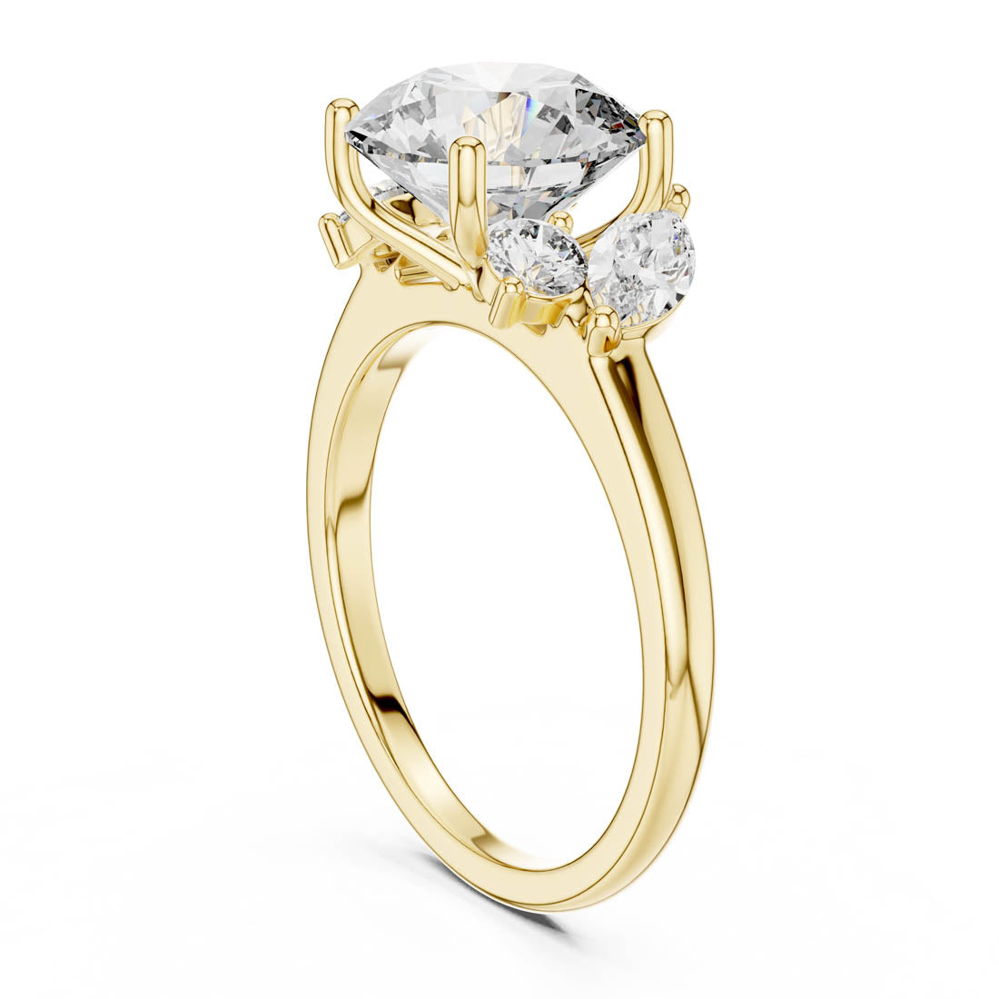 3.88 Ct. Round Cut Engagement Ring with Marquise and Round Side Diamonds (DDLR-074) 3