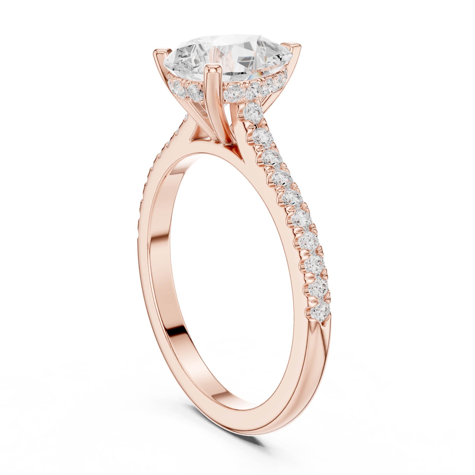1.92 Ct. Pear Diamond Ring with Hidden Halo and Pavé Band (DDLR-1001) 12