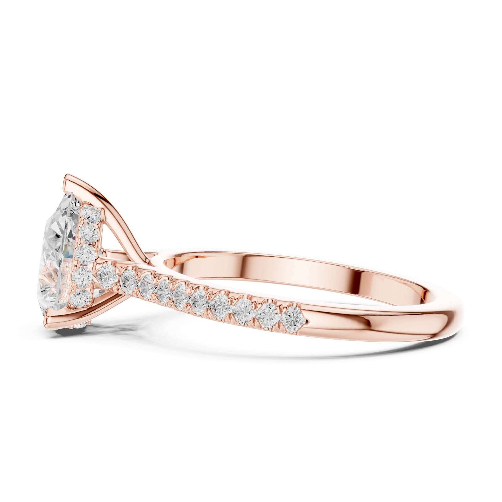 1.92 Ct. Pear Diamond Ring with Hidden Halo and Pavé Band (DDLR-1001) 4