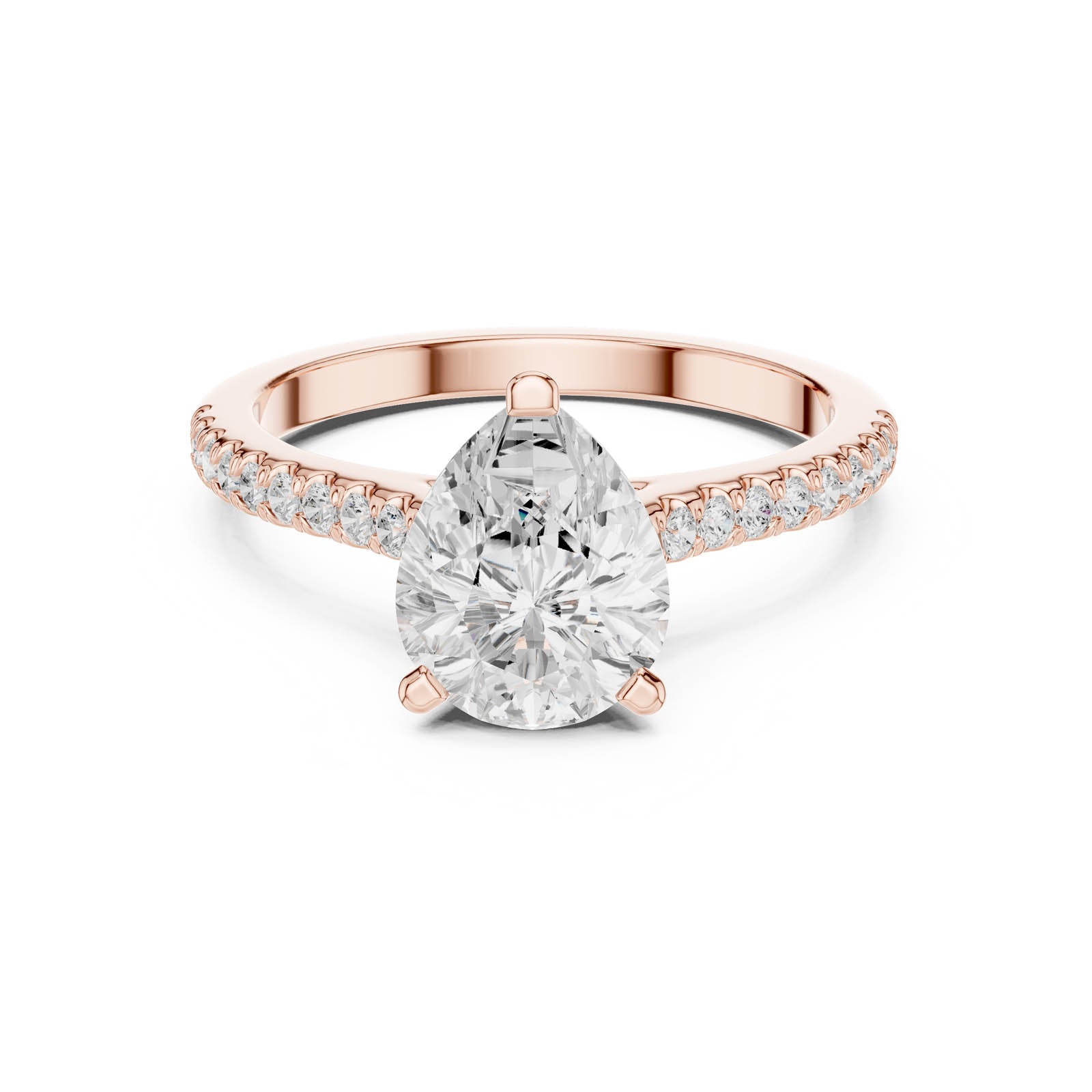 1.92 Ct. Pear Diamond Ring with Hidden Halo and Pavé Band (DDLR-1001) 5