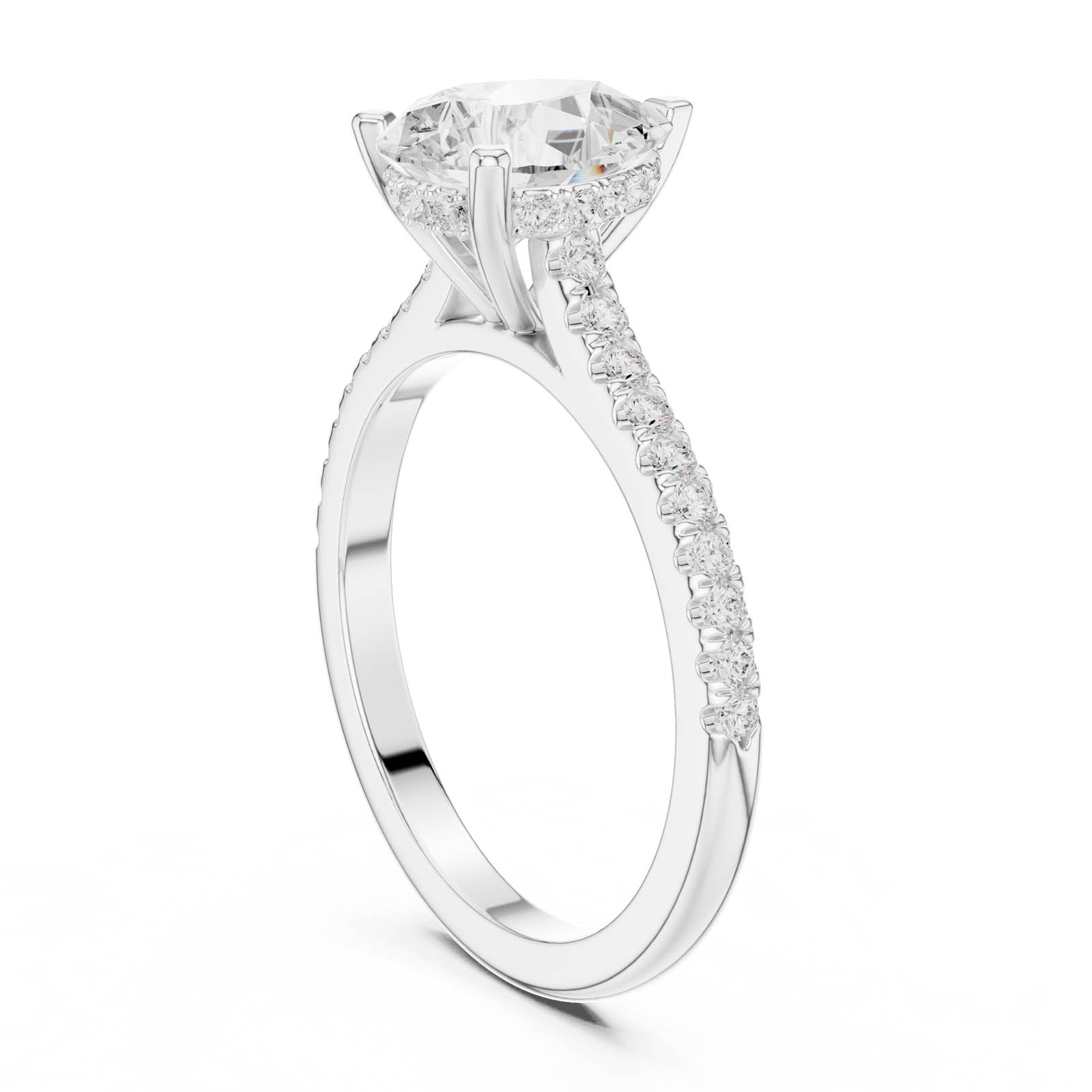 1.92 Ct. Pear Diamond Ring with Hidden Halo and Pavé Band (DDLR-1001) 6