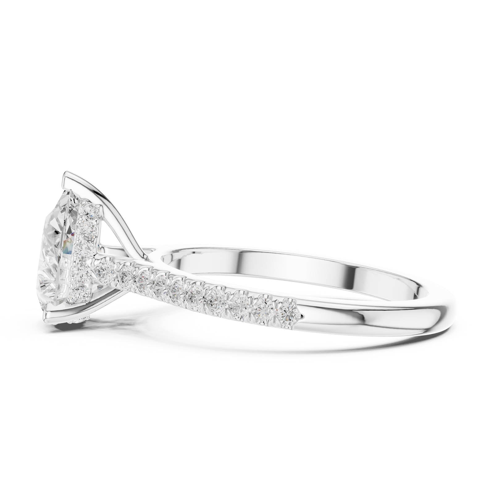 1.92 Ct. Pear Diamond Ring with Hidden Halo and Pavé Band (DDLR-1001) 8