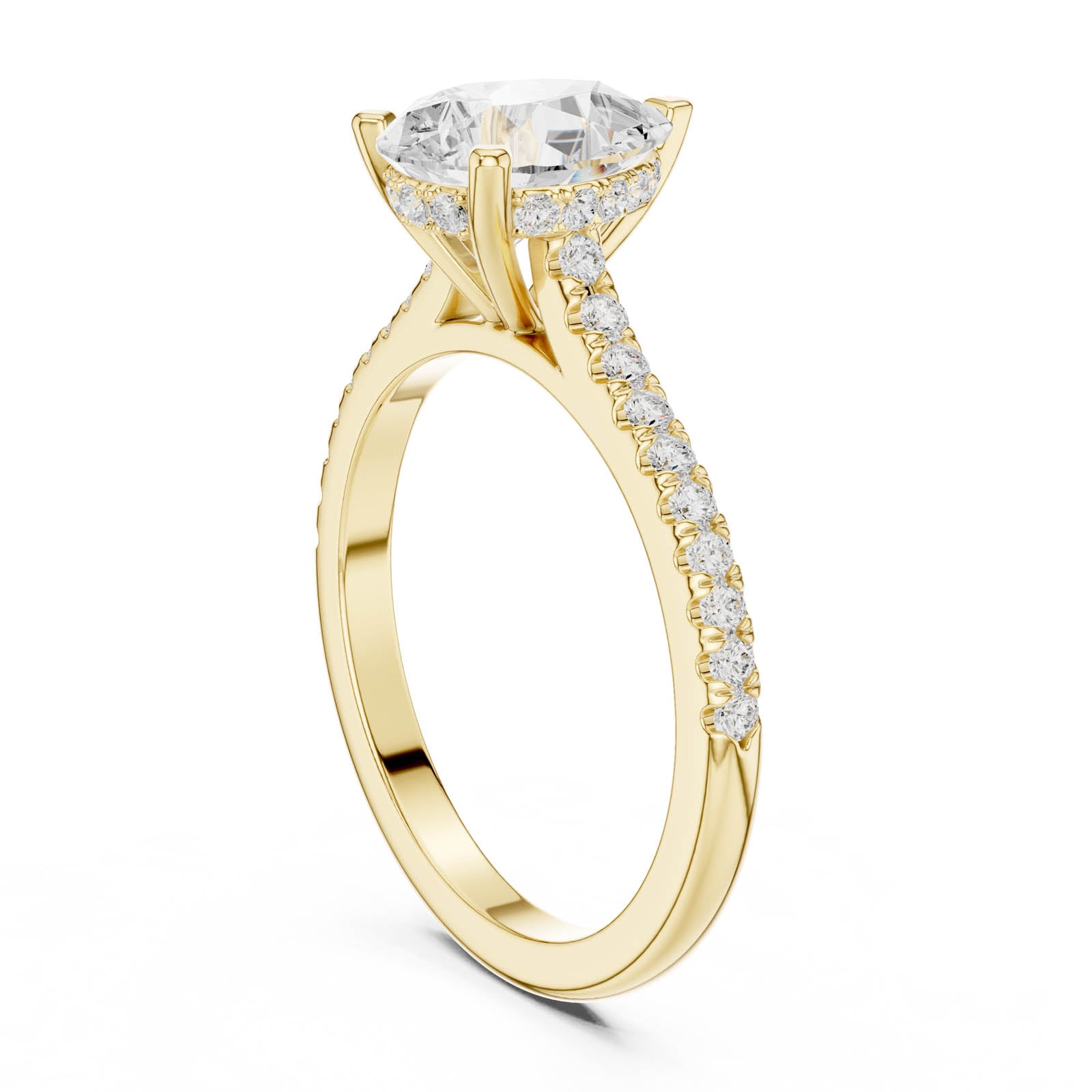 1.92 Ct. Pear Diamond Ring with Hidden Halo and Pavé Band (DDLR-1001) 9