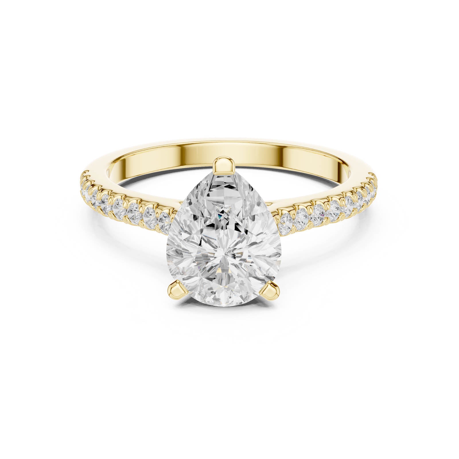 1.92 Ct. Pear Diamond Ring with Hidden Halo and Pavé Band (DDLR-1001) 11
