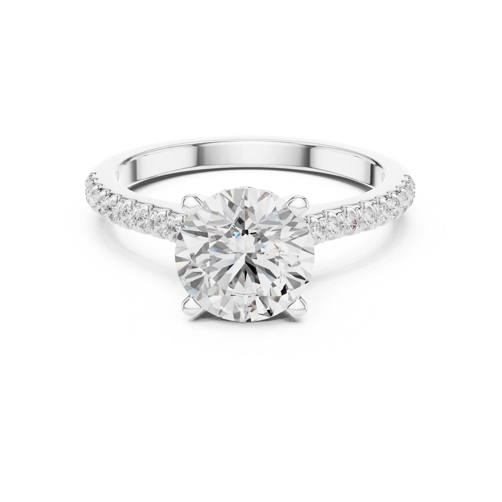 2.30 Ct. Round Diamond Ring with Hidden Halo and Pavé Band (DDLR-1003)