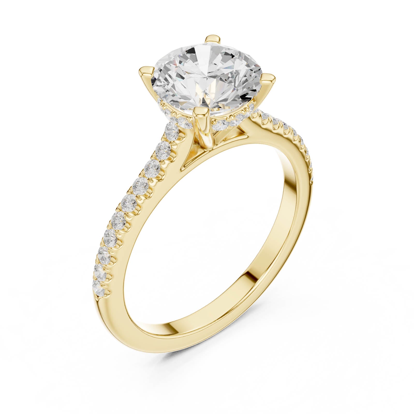 2.30 Ct. Round Diamond Ring with Hidden Halo and Pavé Band (DDLR-1003)