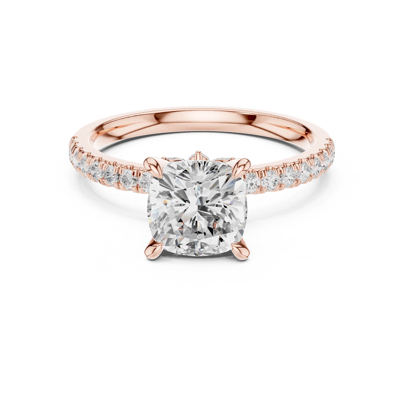 1.90 Ct. Cushion Diamond Ring with Hidden Halo and Pavé Band (DDLR-1010) 7