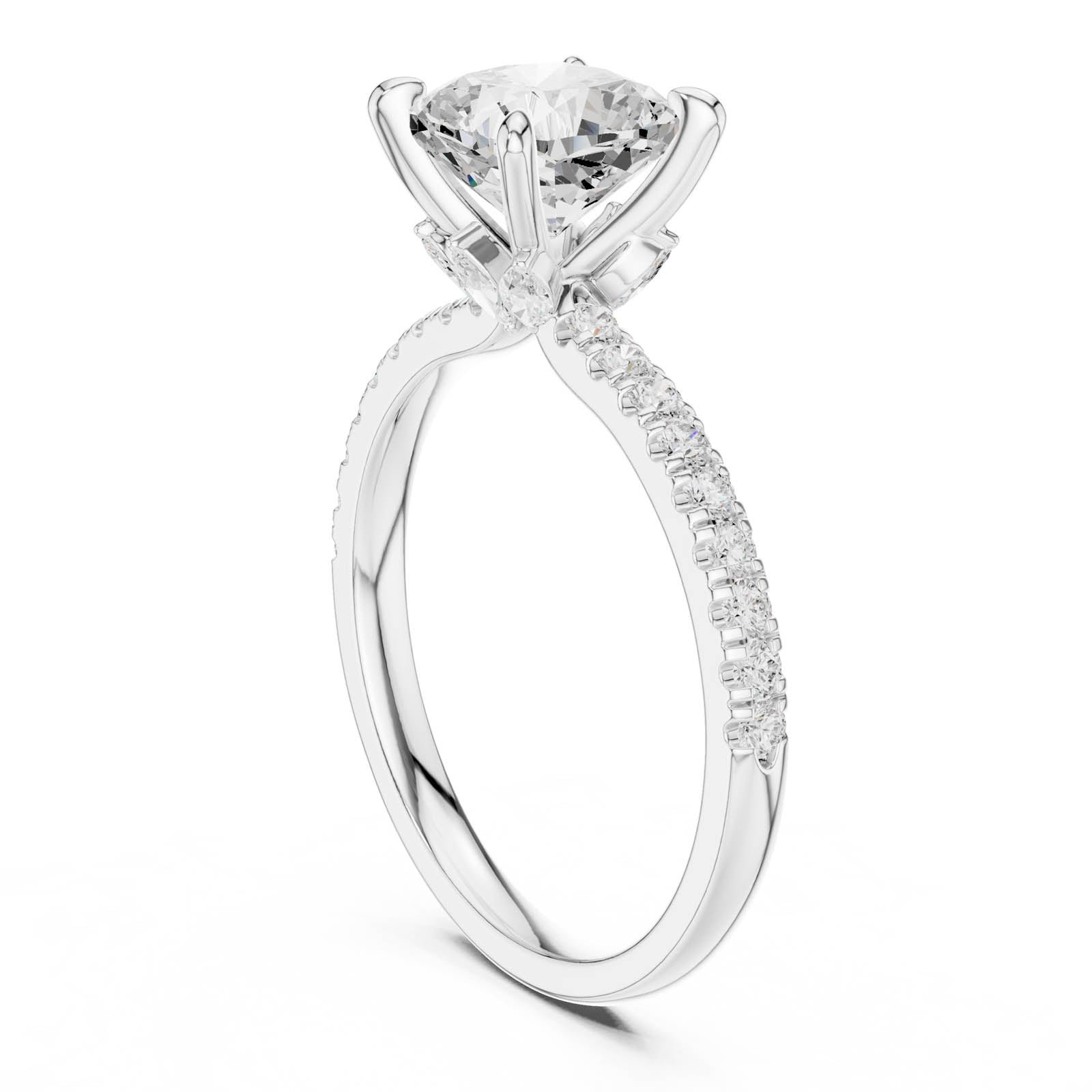 1.90 Ct. Cushion Diamond Ring with Hidden Halo and Pavé Band (DDLR-1010) 8