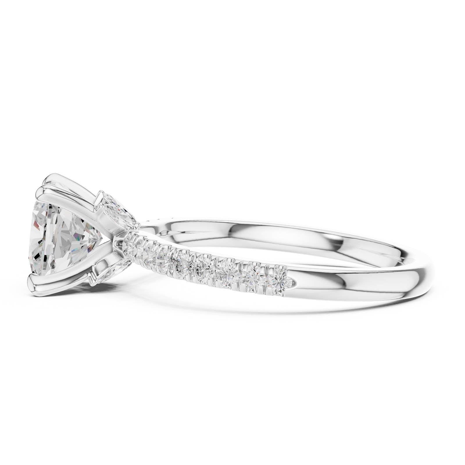 1.90 Ct. Cushion Diamond Ring with Hidden Halo and Pavé Band (DDLR-1010) 10