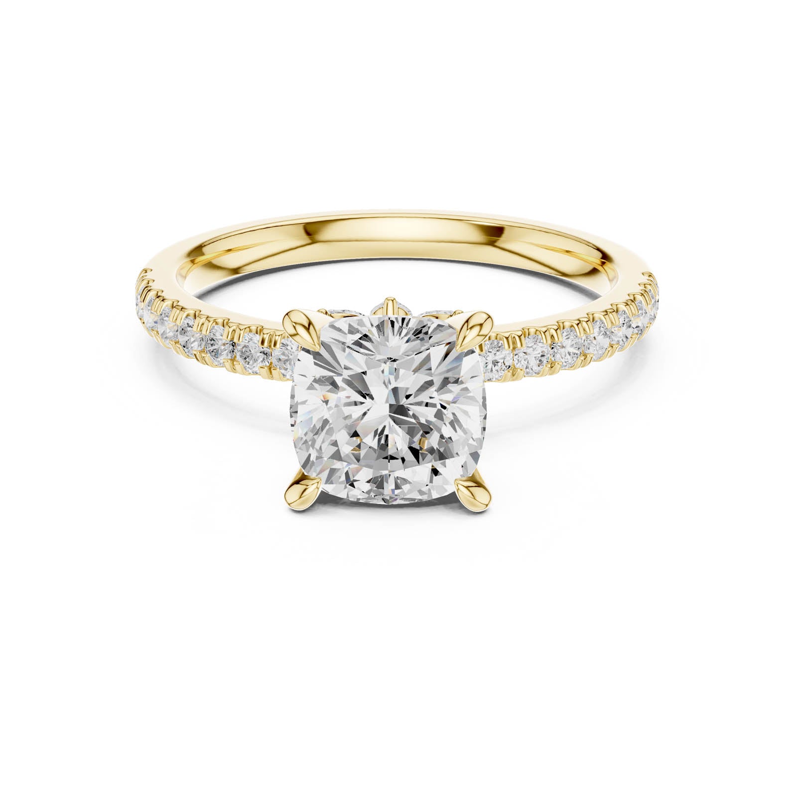 1.90 Ct. Cushion Diamond Ring with Hidden Halo and Pavé Band (DDLR-1010) 13