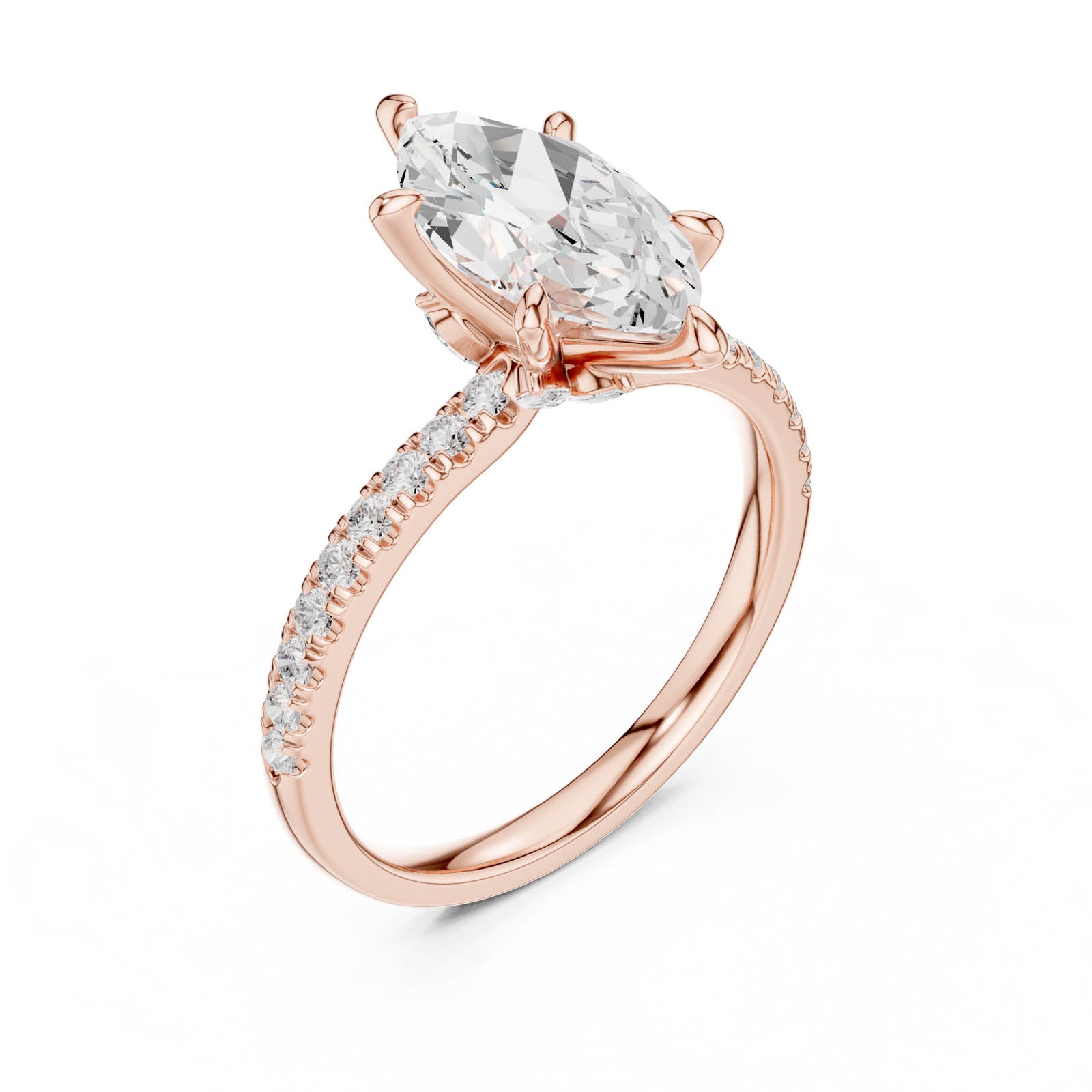 2.43 Ct. Marquise Diamond Ring with Hidden Halo and Pavé Band (DDLR-1012) 10