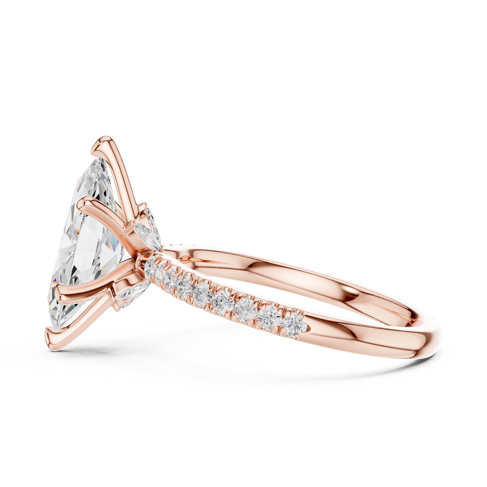 2.43 Ct. Marquise Diamond Ring with Hidden Halo and Pavé Band (DDLR-1012) 4