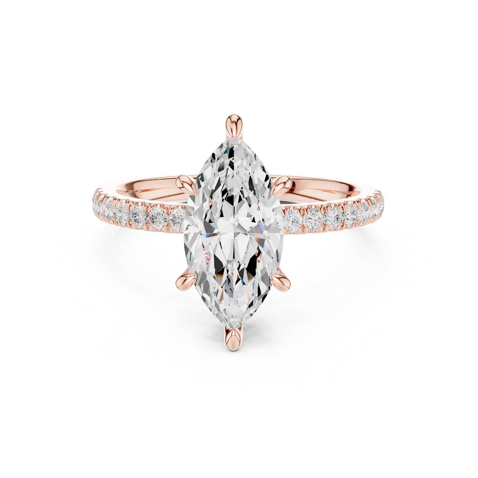 2.43 Ct. Marquise Diamond Ring with Hidden Halo and Pavé Band (DDLR-1012) 11